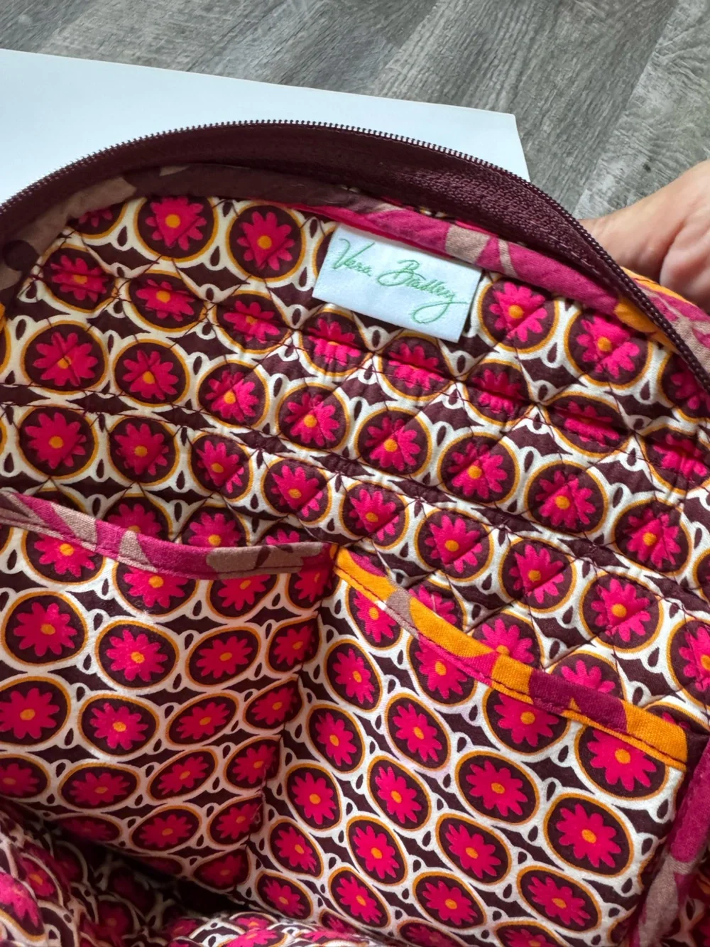 Retired Vera Bradley Carnaby Floral Print Cotton Backpack NWOT Magenta Fuchsia